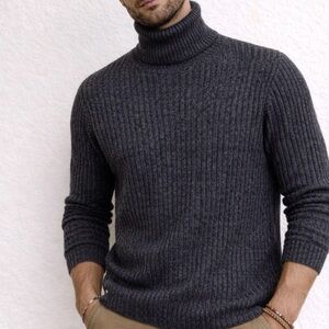 Aspen Gray Ribbed Turtleneck Sweater
